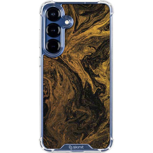 Gold and Black Marble Galaxy S25 Clear Case